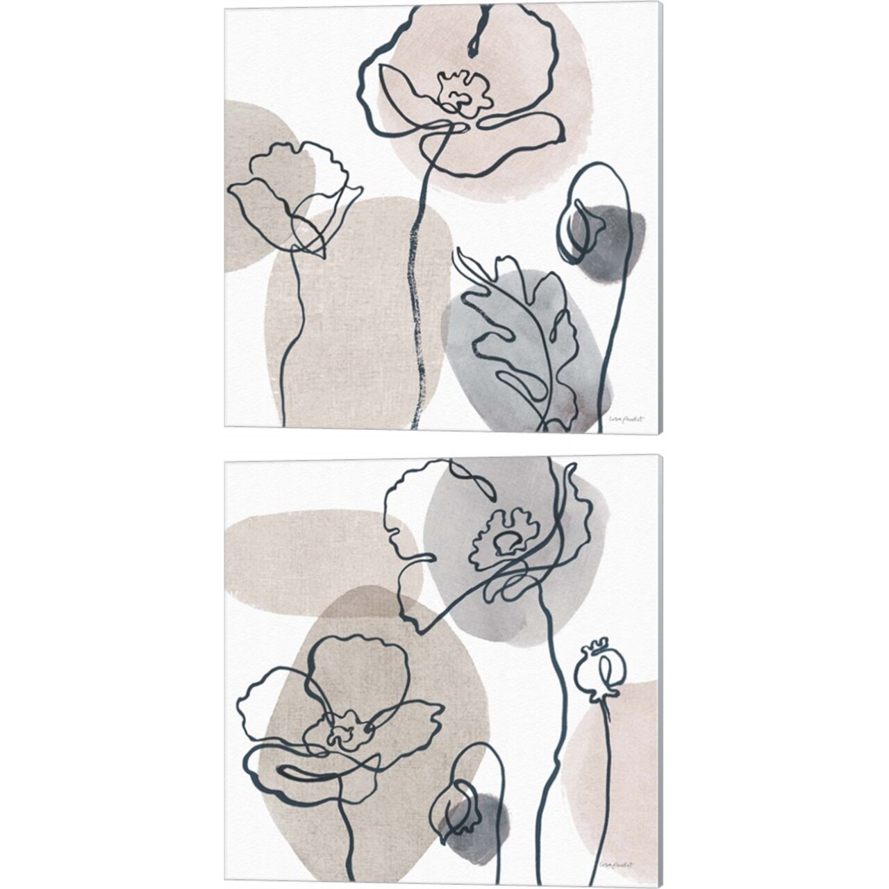 Think Neutral A by Lisa Audit 14" x 14" Canvas Wall Art (Set of 2)